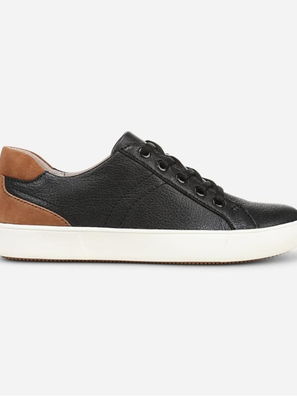 Naturalizer Black Leather Sneakers with Brown Heel Accent